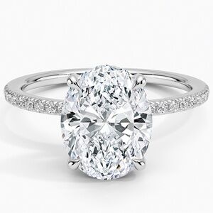 Jasmine Perles Oval-Cut .925 Sterling Silver + 2 CT Moissanite Ring - Size 7.5